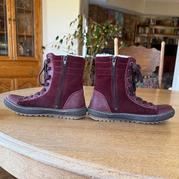 Stylish Jamaray Maroon Suede Lace-Up Boots for Women - Picture 4 of 11